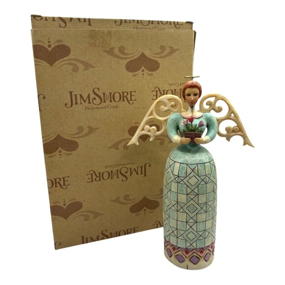 Jim Shore Heartwood Creek Friendship Angel Figurine Scroll Wings Tulips 4014037 - Picture 2 of 11